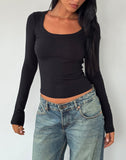 Image of Binlo Extra Long Sleeve Top in Black