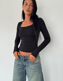 Image of Binlo Extra Long Sleeve Top in Black