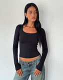 Image of Binlo Extra Long Sleeve Top in Black