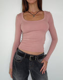 Image of Binlo Extra Long Sleeve Top in Dusty Pink Rib