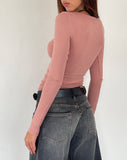 Image of Binlo Extra Long Sleeve Top in Dusty Pink Rib