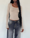 Image of Binlo Extra Long Sleeve Top in London Fog