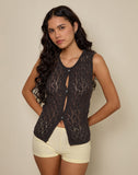 Image of Birama Button Tank Top in Knit Chocolate