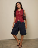 Image of Birama Button Tank Top in Knit Red