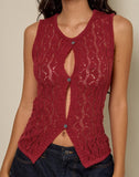 Image of Birama Button Tank Top in Knit Red