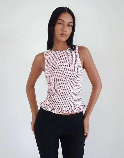 Image of Birita Shirred Tank Top in Geometric Tile