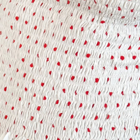 Birita Shirred Tank Top in White and Red Polkadot