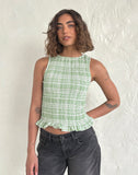 Image of Birita Shirred Top in Table Cloth Neo Mint