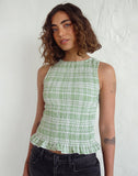 Image of Birita Shirred Top in Table Cloth Neo Mint