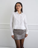 Image of Bisian Pleated Hem Shirt in Poplin White