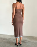 Image of Bisilk Midi Dress in Mesh Brown with Light Blue