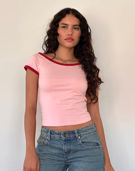 Charya Off The Shoulder Top in Pink Lady