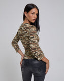 Image of Biya Top in Camouflage Brown