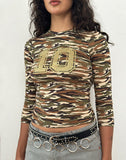 Image of Biya Top in Camouflage Brown