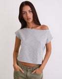 Image of Bizzy Top with Studded Neckline in Grey Marl