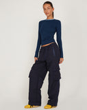 image of Oriells Cargo Trouser in Navy Top Stitch