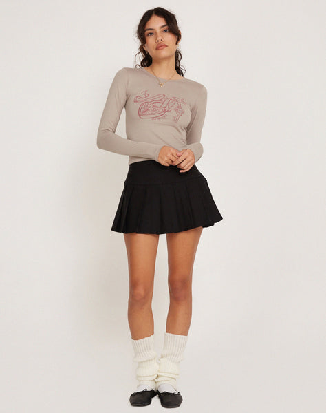 Image of Bonja Long Sleeve Crop Top in Dove Grey Heart