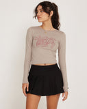 Image of Bonja Long Sleeve Crop Top in Dove Grey Heart