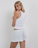 Image of Bonji Shorts in Linen White with Blue Stripe