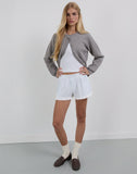 Image of Bonji Shorts in Linen White with Blue Stripe
