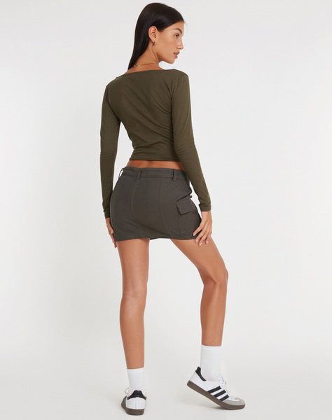 image of Bonlo Long Sleeve Top in Olive