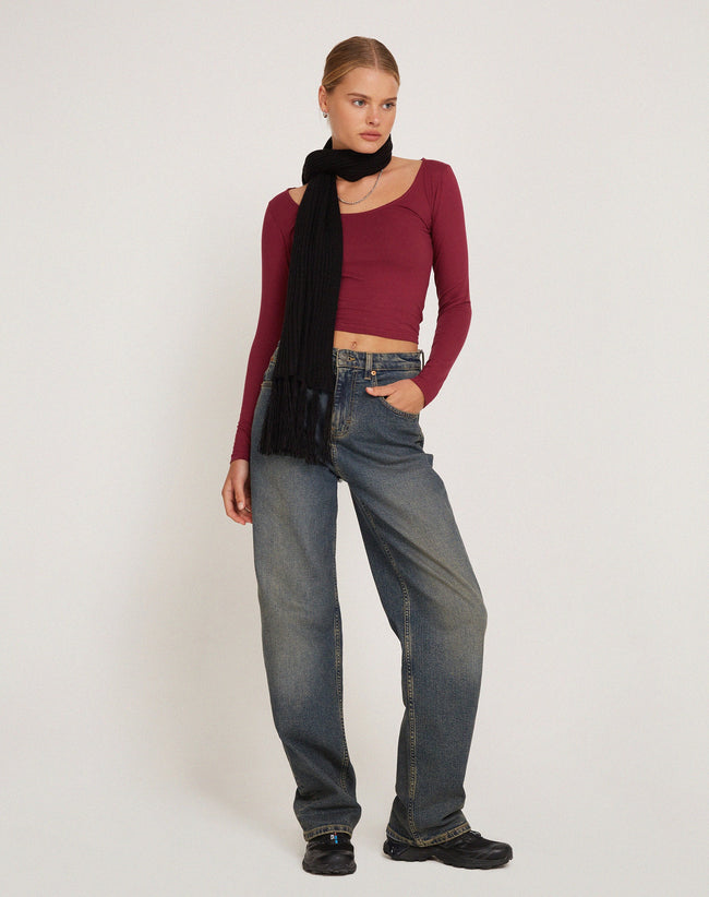 Image of Bonlo Long Sleeve Top in Plum