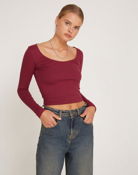 Image of Bonlo Long Sleeve Top in Plum