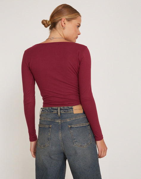 Image of Bonlo Long Sleeve Top in Plum