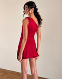 Image of Boone One Shoulder Mini Dress in Slinky Red