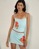 Image Of Boril Cami Top in Mono Flower Blue and Orange