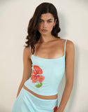 Image Of Boril Cami Top in Mono Flower Blue and Orange