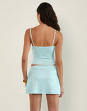 Image of Nisrin Mini Skirt in Blue with Orange Flower