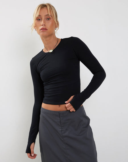 Tonya Wrap Crop Top in Black