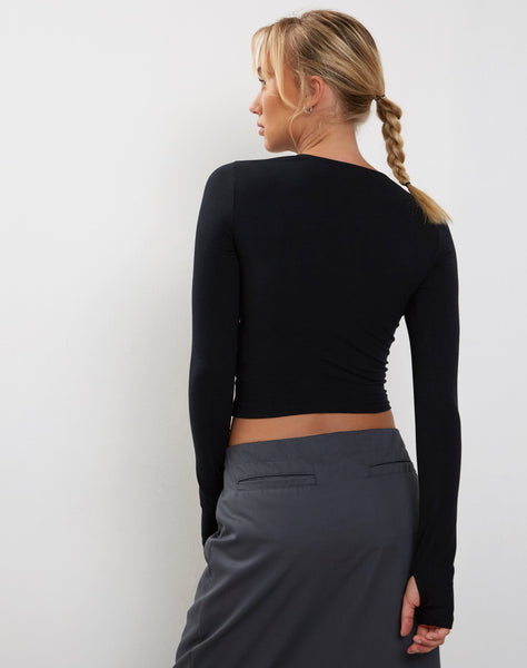 Image of Bouse Long Sleeve Thumbhole Top in Black