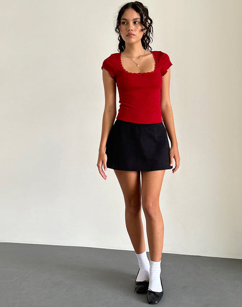 Image of Bovillo Cap Sleeve Top in Adrenaline Red