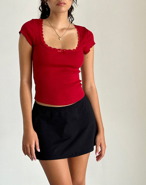 Image of Bovillo Cap Sleeve Top in Adrenaline Red