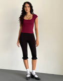 Image of Bovillo Cap Sleeve Top in Burgundy