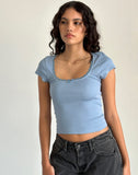 Image of Bovillo Cap Sleeve Top in Nantucket Blue