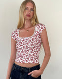 Image of Bovillo Top in Summer Strawberry Off White