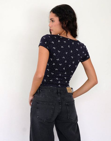 Image of Bovino Top in Mini Bow Navy