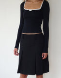 Image of Bovita Long Sleeve Top in Black with Off White Trim