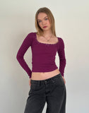 Image of Bovita Long Sleeve Ribbed Top in Berry