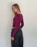 Image of Bovita Long Sleeve Ribbed Top in Berry