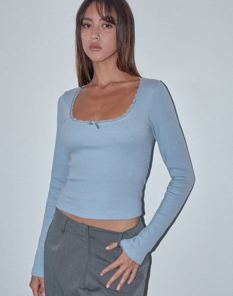 Image of Bovita Long Sleeve Top in Nantucket Blue