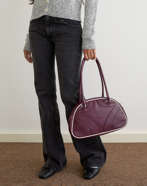 Image of Bowler Bag in Cream and Burgundy