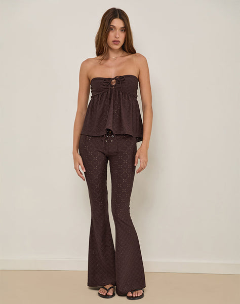 Image of Boyd Bandeau Top in Stretch Broderie Brown