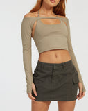 image of Brandy Long Sleeve Top in London Fog