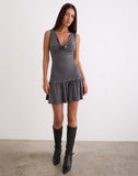 Image of Brani Studded Mini Dress in Charcoal Grey