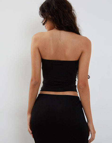 Image of Brea Bandeau Top in Slinky Black