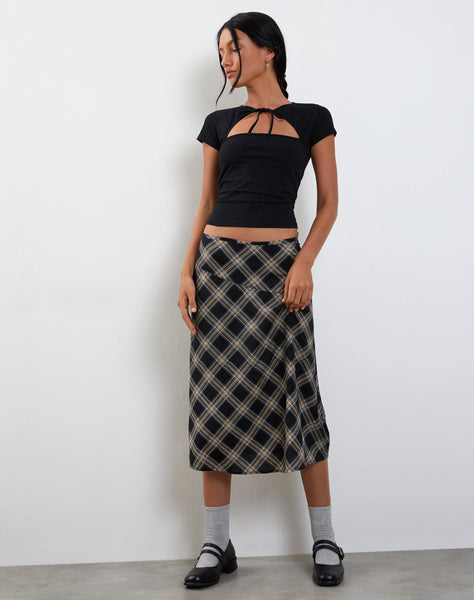 Images of Brella Midi Skirt in Black and Grey Check